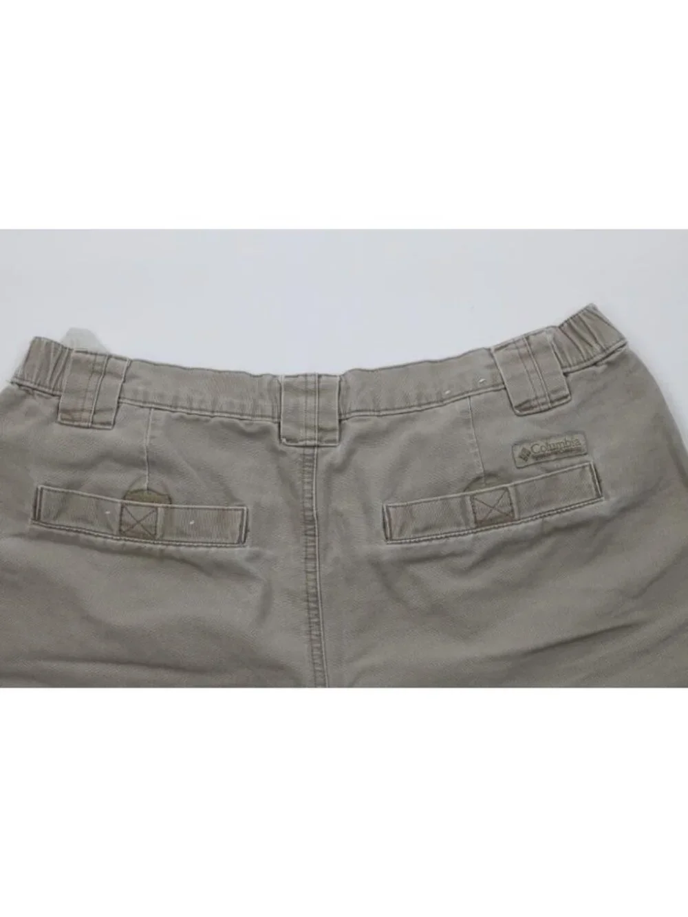 Vintage 90s Y2K Columbia Mens 34 Faded Stonewash Canvas Above Knee Cargo Shorts